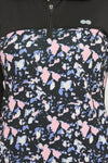 Comfort-Fit Active Zipper T-shirt in Black with Printed Panels
