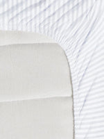 Home Sizzler 300TC Microfibre White Satin Striped Elastic Fitted Double Bedsheet with 2 King Size Pillow Covers, Fit for Mattress: 72"X75" & 72"X78"
