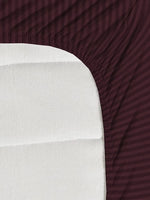 Home Sizzler 300TC Microfibre Brown Satin Striped Elastic Fitted Double Bedsheet with 2 King Size Pillow Covers, Fit for Mattress: 72"X75" & 72"X78"
