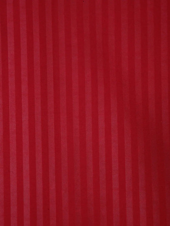 Home Sizzler 300TC Microfibre Maroon Satin Striped Double Bedsheet with 2 King Size Pillow Covers, 90"X92"