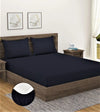 Home Sizzler 300TC Microfibre Black Satin Striped Elastic Fitted Double Bedsheet with 2 King Size Pillow Covers, Fit for Mattress: 72"X75" & 72"X78"