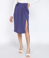 Women Cotton Flex Customizable Midi Wrap Skirt with Pleats