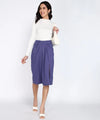 Women Cotton Flex Customizable Midi Wrap Skirt with Pleats